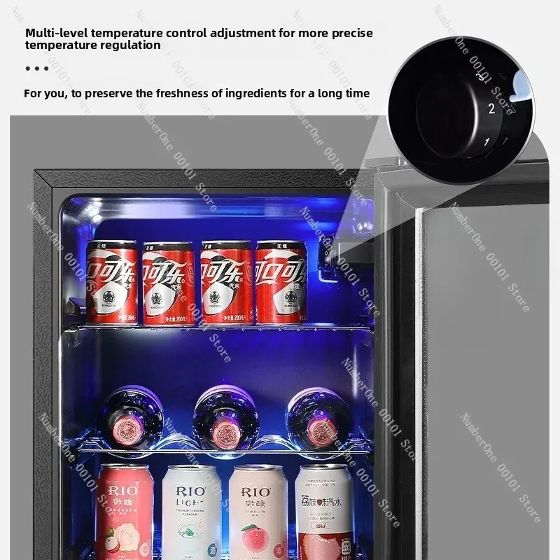 ثلاجة منزلية صغيرة شفافة، قضيب ثلج لعرض باب زجاجي لمبرد تخزين النبيذ في غرفة المعيشة