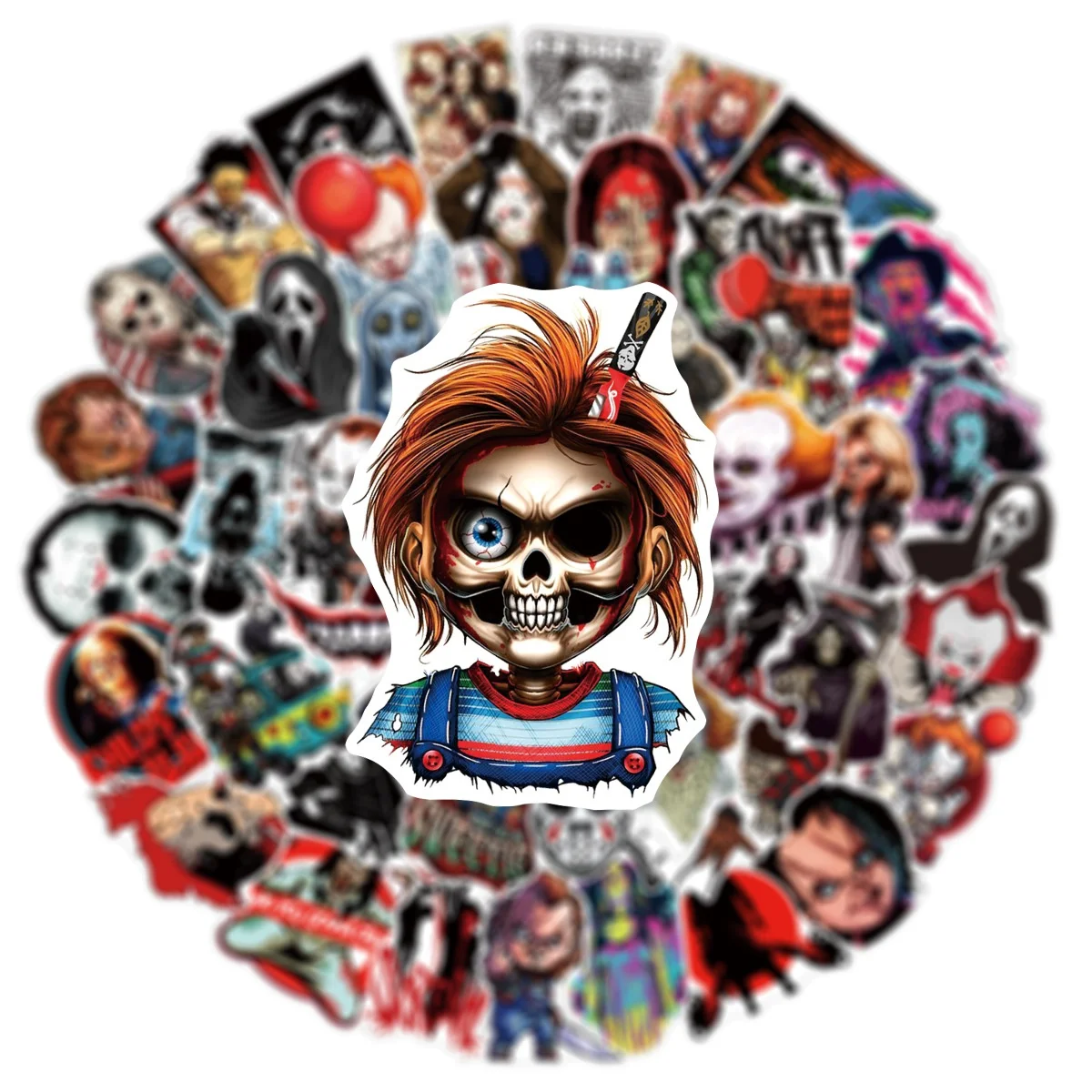 50Pcs Horror Movie Stickers Halloween Theme Waterproof Decals for Scrapbooking Phone Luggage DIY Craft - view 6