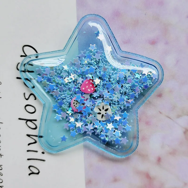 20pcs/lot  PVC Quicksand Crown with Glitter Transparent Bling bling Flowing Patches Appliques for DIY Children Clip Accessories