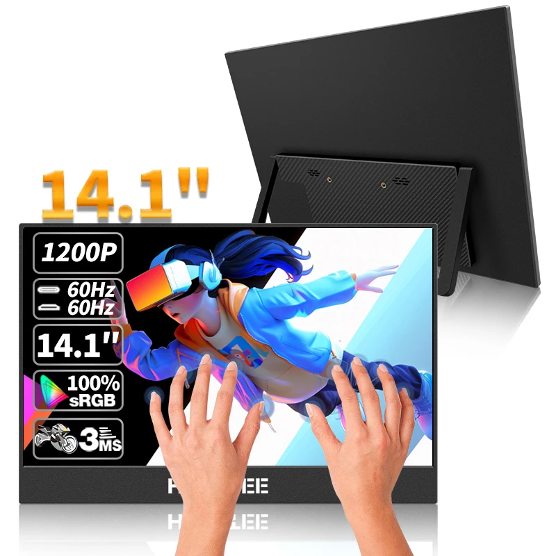 HGFRTEE 14 inch draagbare monitor Touch/no Touch optioneel 100% sRGB 400cd/m2 Gaming Computer Uitbreidbaar scherm voor XBox PS4/5 Switch