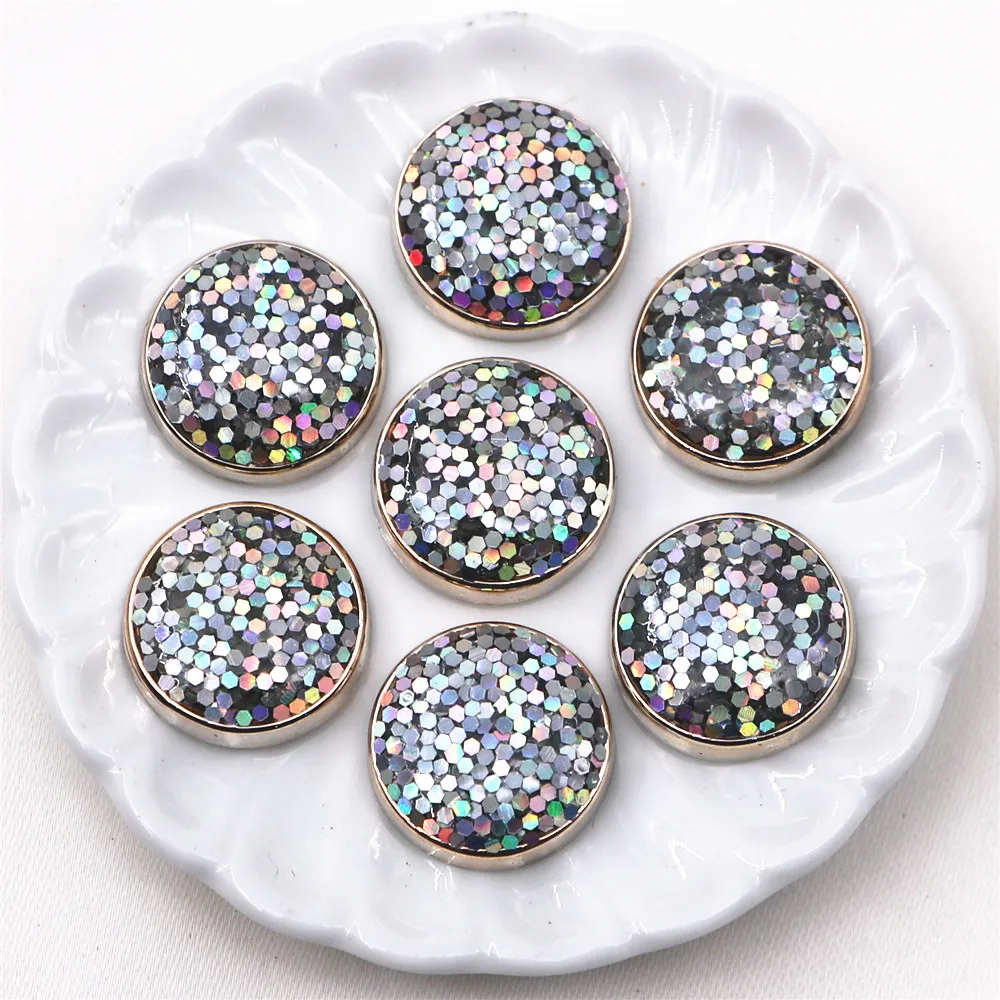 50PCS 12mm Golden Circle Glitter Enamel Round Flatback Button Home Garden Crafts Cabochon DIY Scrapbook Accessories