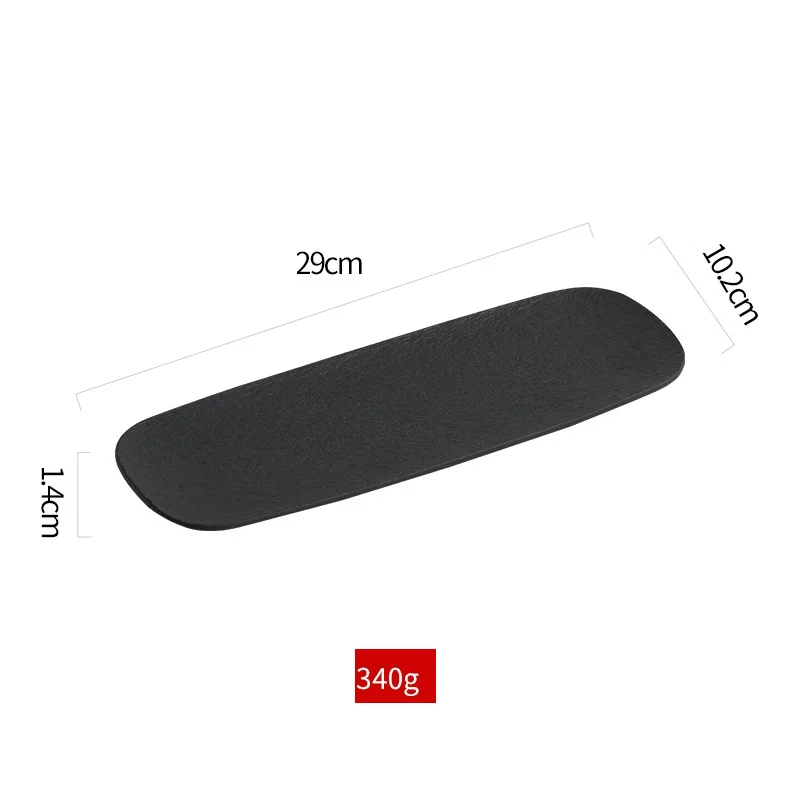 Stone Patterned Frosted Ceramic Long Strip Plate Creative Sushi Dish Dim Sum Dish Sashimi Dish Hotel Molecular Cuisine Tableware