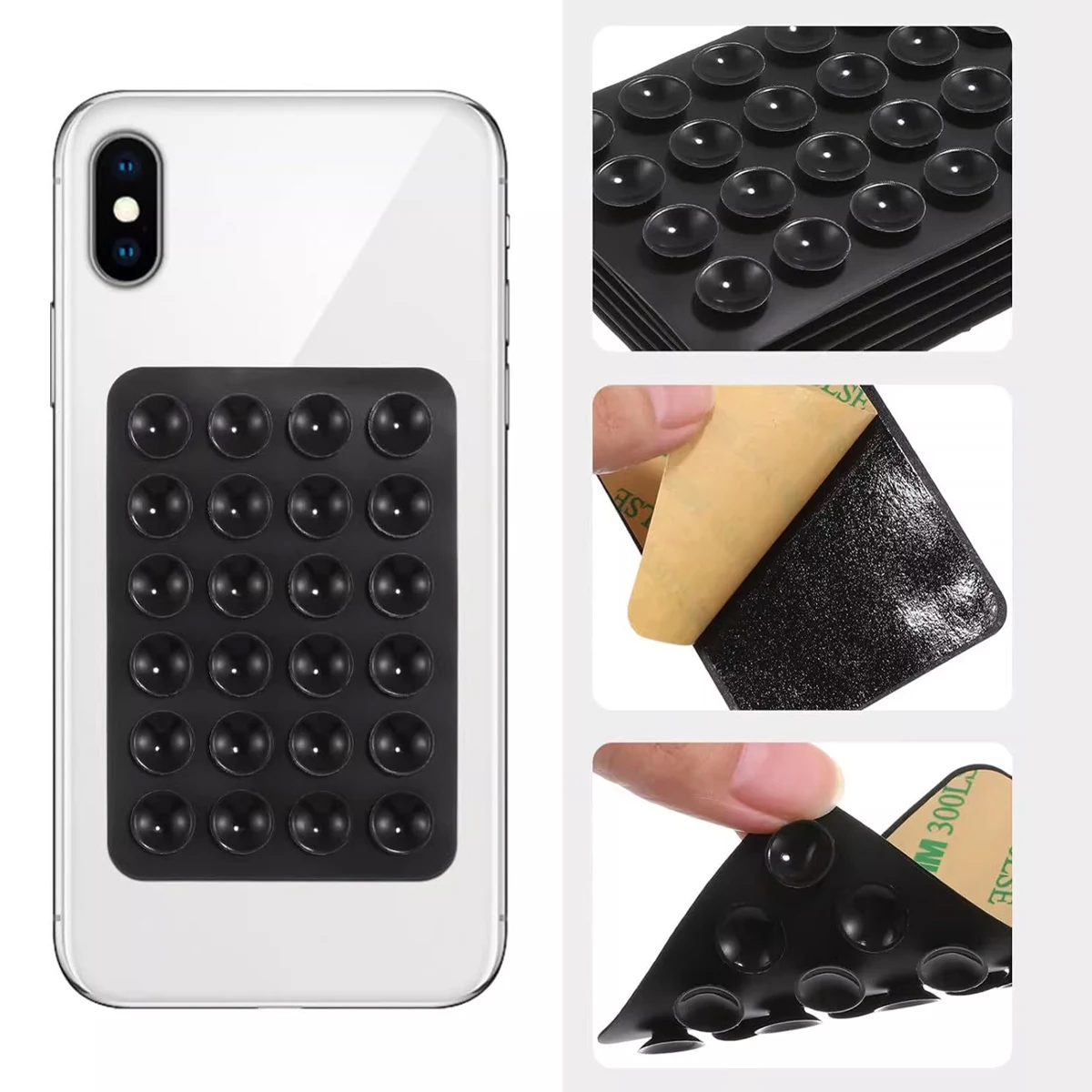 Silicone Suction Pad Double Sided For Mobile Phone Fixture Suction Cup Backed Adhesive Silicone Rubber Sucker Pad For Fixing image 5