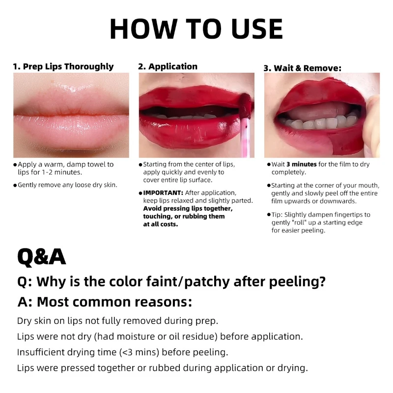 Delineador de labios rasgado de 3 piezas: mate, sin manchas y a prueba de enganches para una aplicación suave