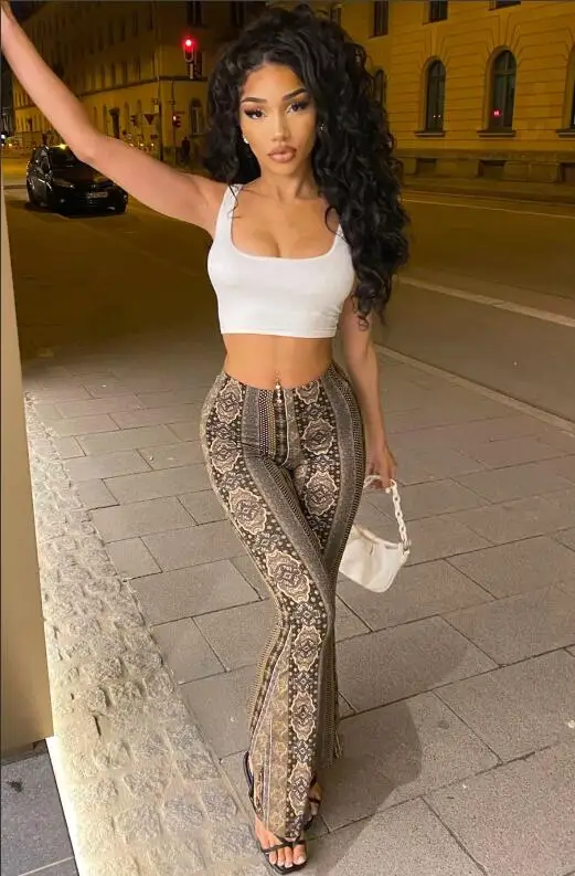 سراويل قبلية تكتوك ممنوعة ، مضيئة بوهيمية ، طباعة قبلية عرقية ، قصر يوغا أسفل الجرس ، خصر مرتفع ، بنطال هيبي عتيق