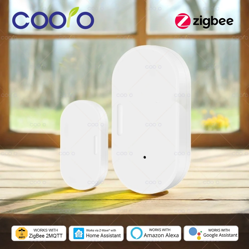 

Умный датчик двери и окна Zigbee 2 в 1, с магнитной охранной сигнализацией Lux, приложение для записи, удаленный монитор для Alexa Google Z2mqtt