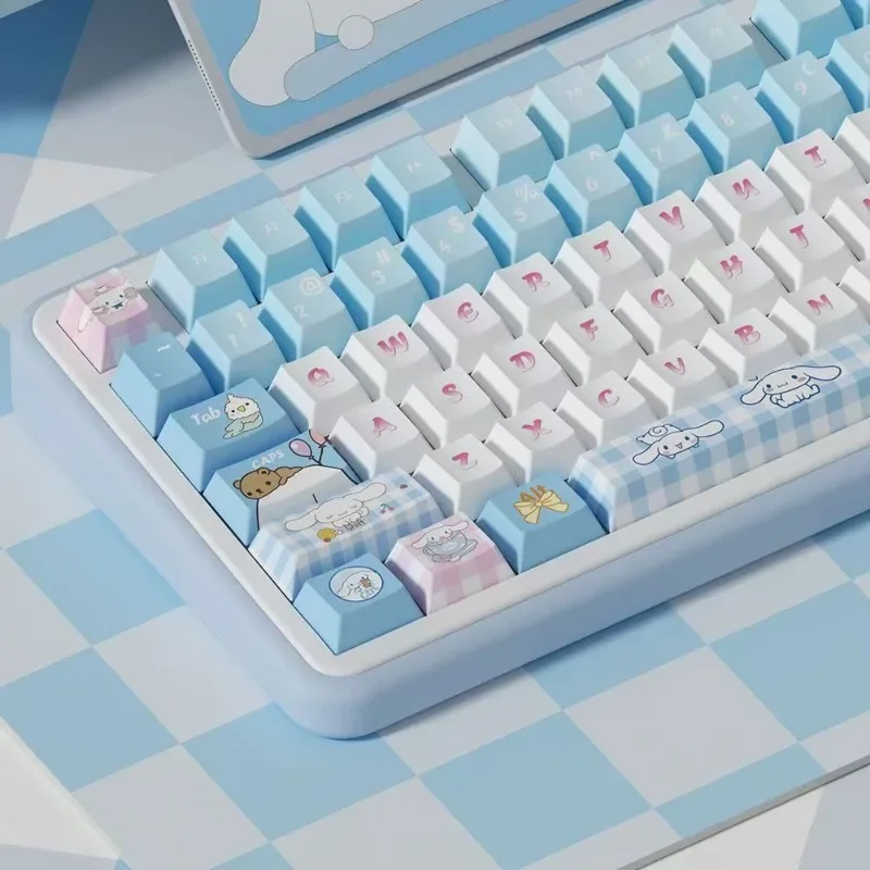 

Sanrio Kawaii Cinnamoroll колпачки для клавиш в мультяшном стиле PBT механическая клавиатура 138 колпачков для клавиш CHERRY очень милые аксессуары для клавиатуры