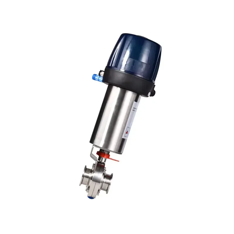 Stainless Steel Sanitary Pneumatic Welded Clamped Threaded Butterfly Valve 2