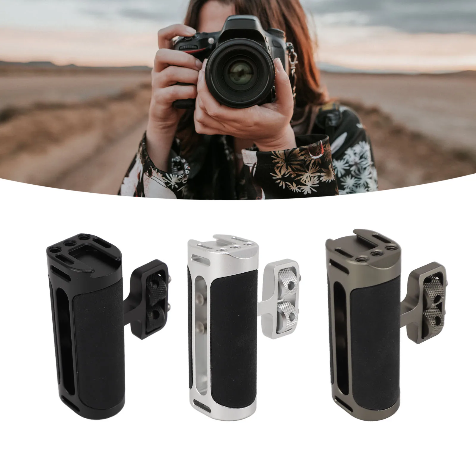 

Camera Cage Side Handle Universal Cold Shoe Mount Camera Cage Handle Grip M4 Hex Wrench Up and Down Adjustable for Photography