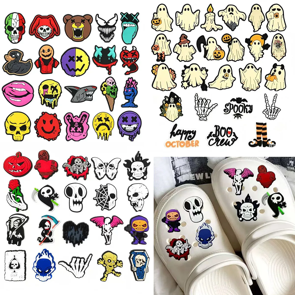 20-100pcs Cool And Scary Shoe Charms For Sandals,Shoe Decoration Accessories Shoe Pins Great Gift For Men Wom