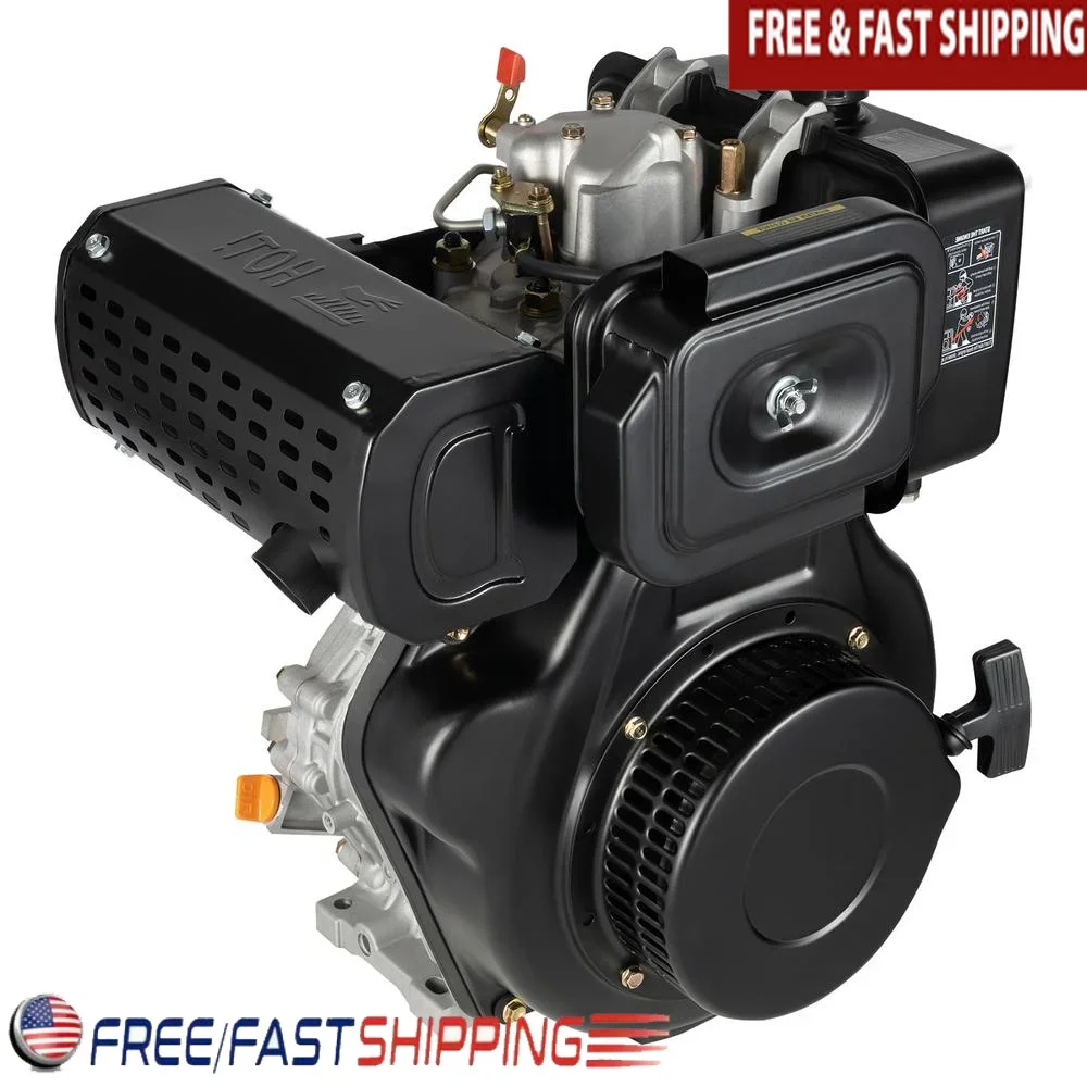 

10HP Diesel Motor Engine 418CC 4 Stroke Heavy Duty Air Cooled Recoil Single Cylinder 3600RPM