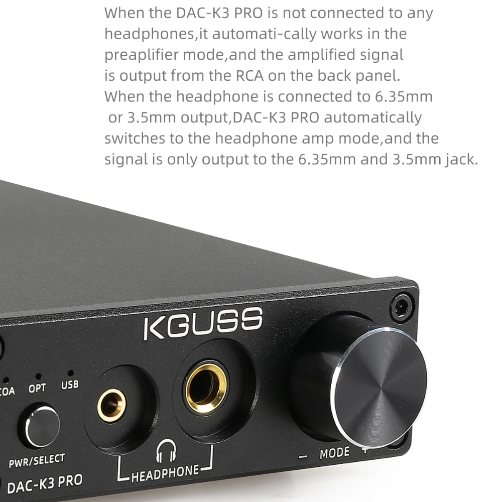 KGUSS DAC-K3PRO 미니 하이파이 헤드폰 오디오, USB DAC 디코딩 앰프, 24 비트, 192KHz, DC12V, TPA6120A2, ESS9018K2M, HFC 팬시어 AMP