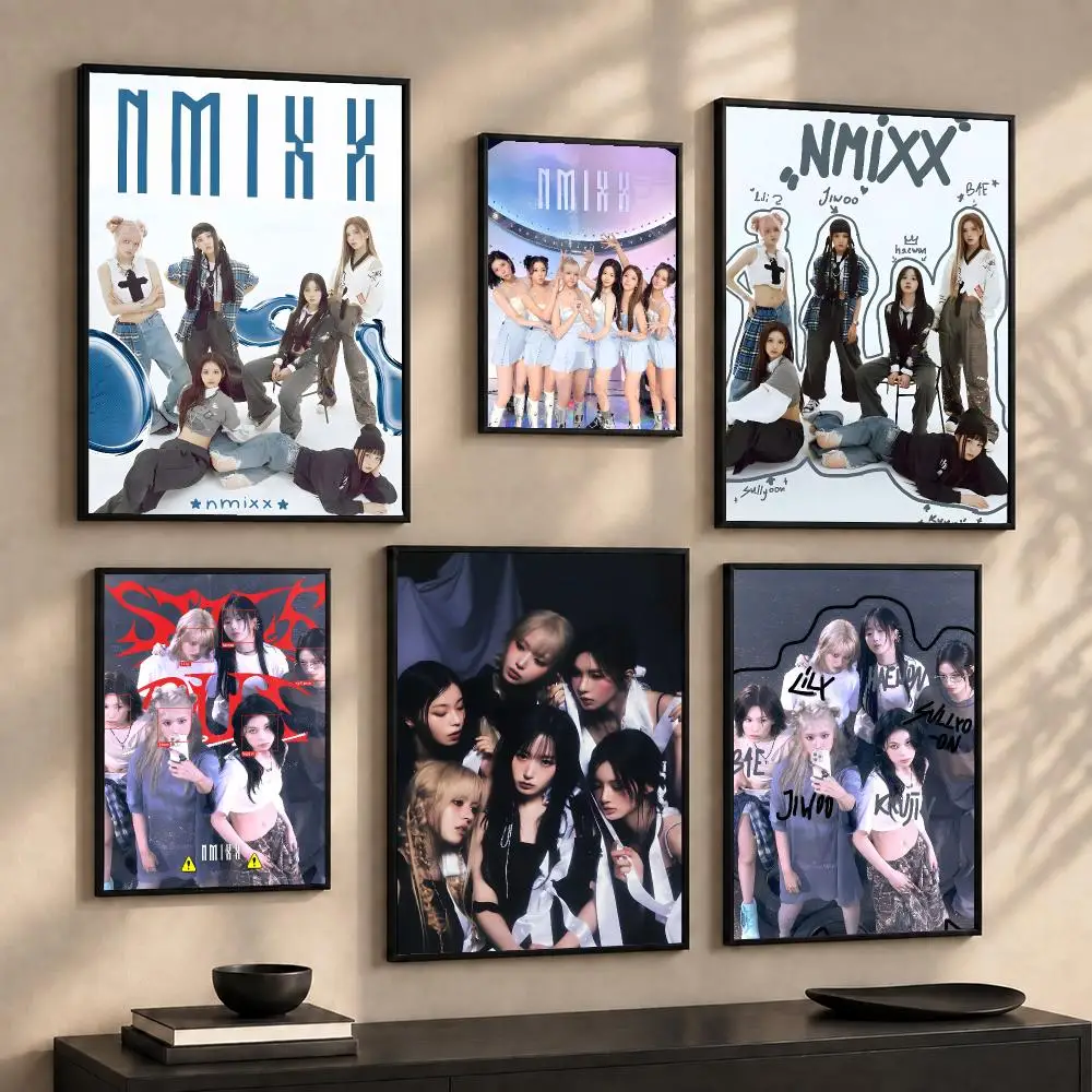 K-Pop Girl Group N-NMIXX Painting Calligraphy Canvas Poster Wall Art Prints for Living Room Bedroom Home Decor Gift