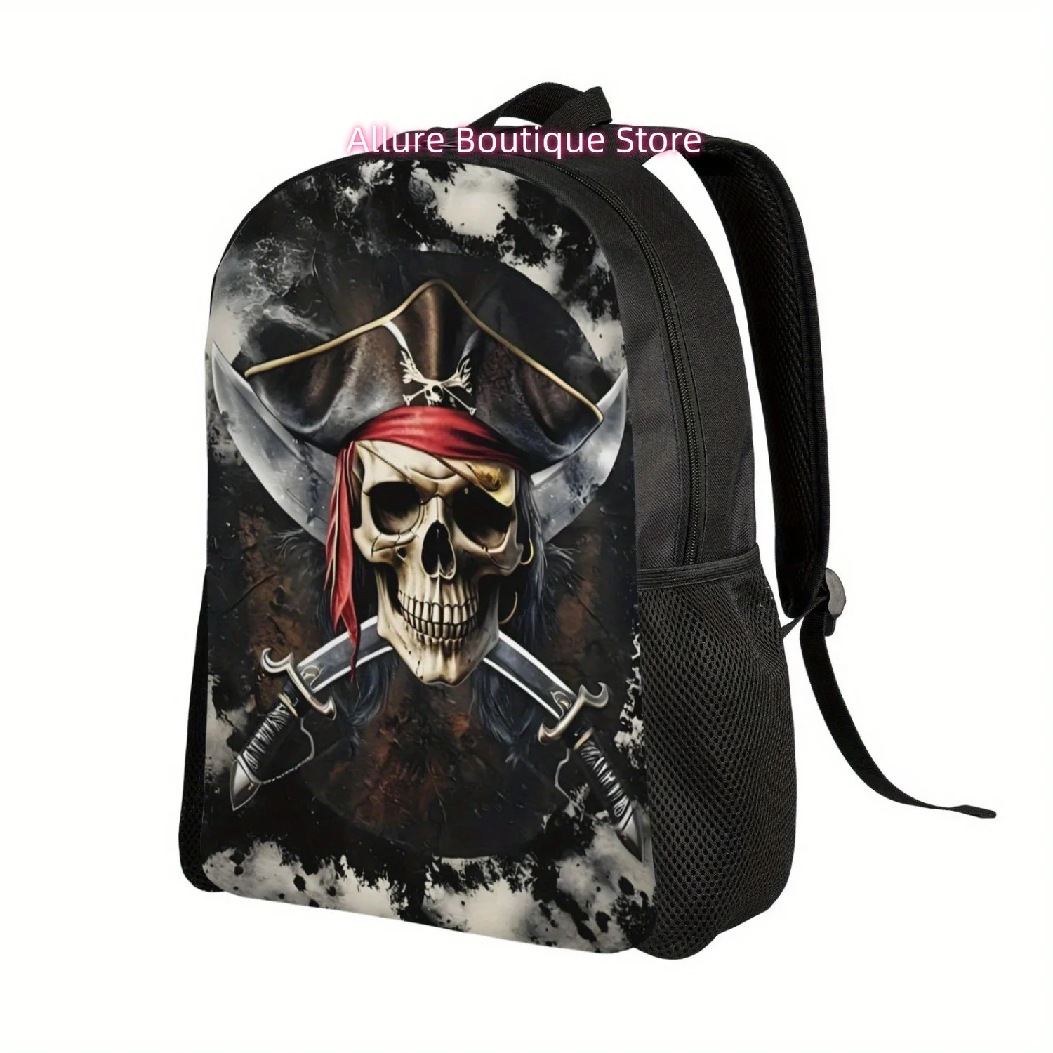 Skeleton Pirate-Themed Backpack - Lightweight, Adjustable Straps for Men & Women | Ideal for Daily Commute, Laptop & Tablet Trav