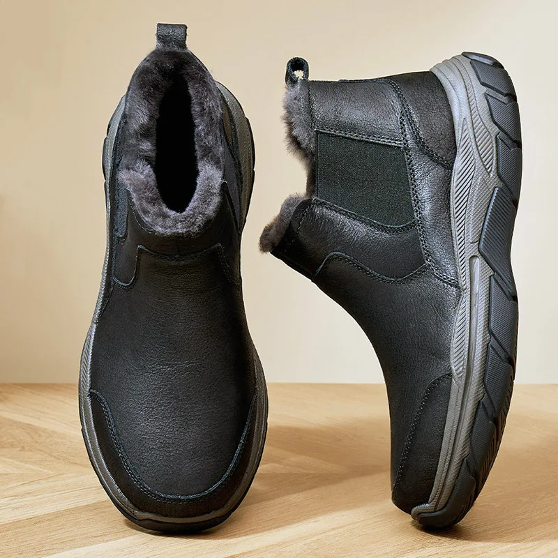 Mens Casual Cotton Shoes 2025 Winter New Outdoor Hiking Mountaineering Shoes Piled Thickened Warm And Comfortable Snow Boots Men