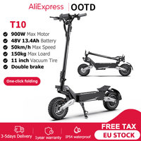OOTD T10 Adult E-Scooter 900W Peak Power 48V13.5Ah LED Display Electric Scooter 11-inch Off-Road Vacuum Tire Foldable EScooters