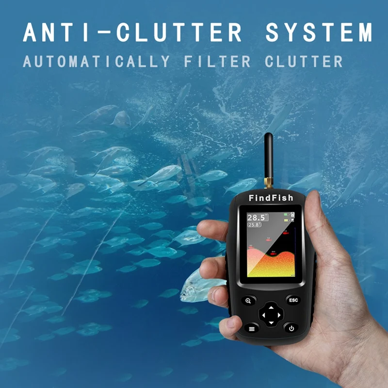 

Smart English Russian Menu Wireless Sonar Portable Fish Finder Sensor Alarm River Lake Sea Bed Live-A22U