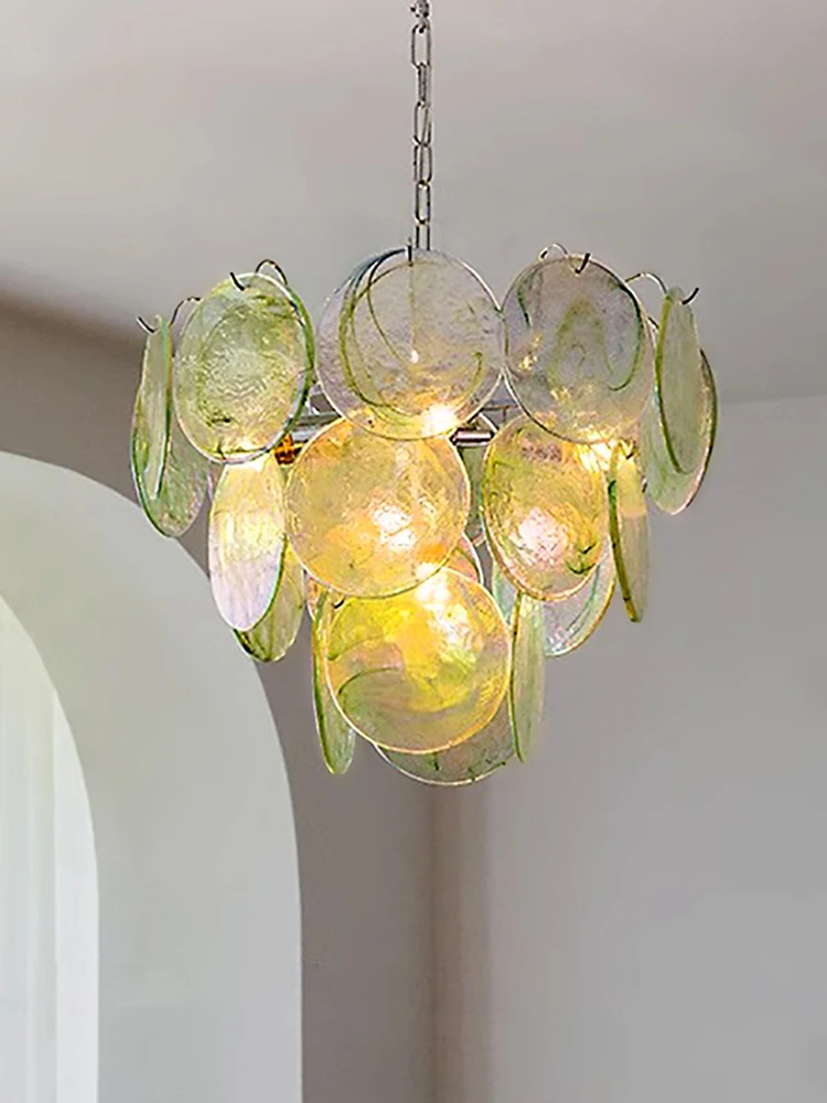 

Green Cloud Glass Hanging Lamp for Ceiling Bedroom Decor Lustre Foyer Chandeliers LED Vintage Lighting Fixture Italy Designer