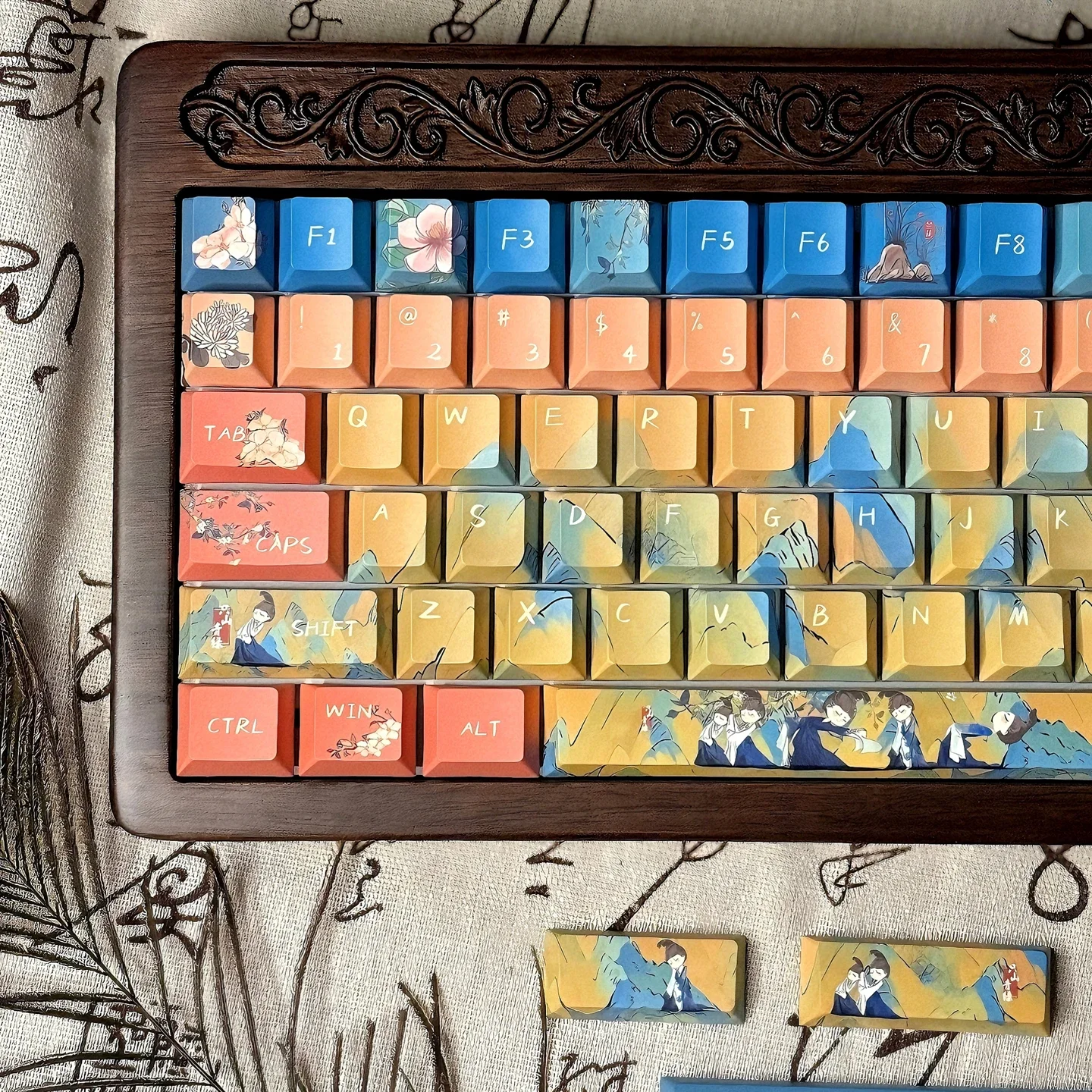 

Колпачок для клавиш Guofeng, оригинальная высота PBT, пятисторонняя горячая сублимация, персонализированный старинный колпачок для клавиш на заказ