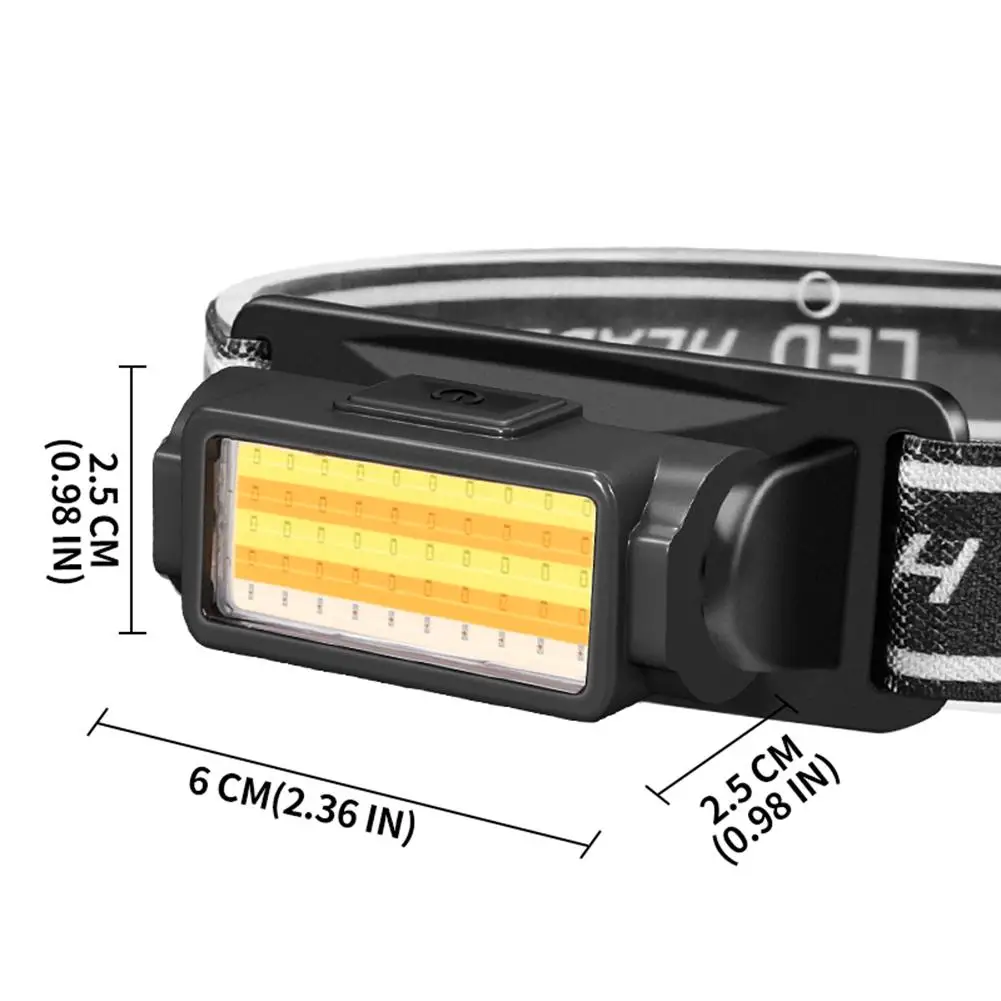 Vissen Koplamp Cob + Led Licht Koplamp Ingebouwde Batterij Usb Oplaadgolf Sensor Power Display Koplamp Klimkop Lamp