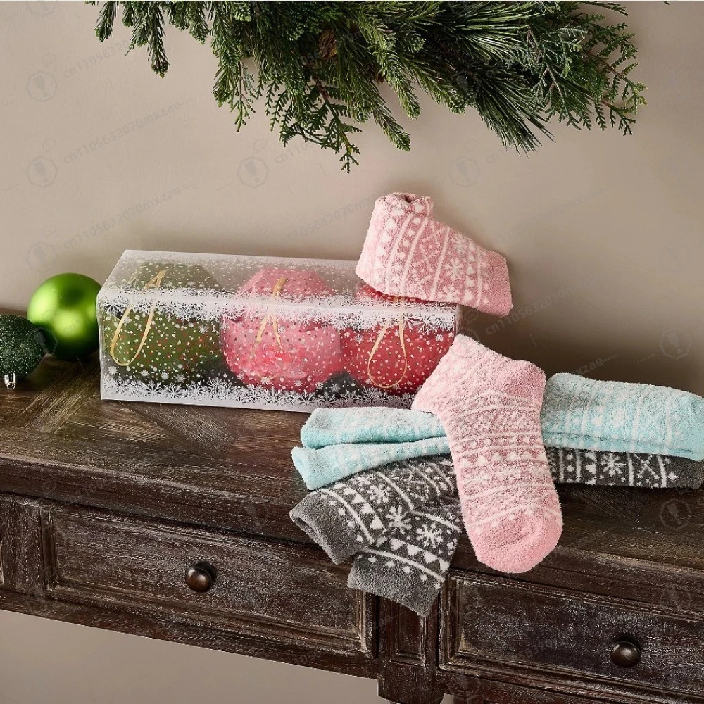 

3 Pairs Adult Christmas Holiday Socks - Warm Socks for Indoor & Postpartum Care，Christmas Gift Socks for Women