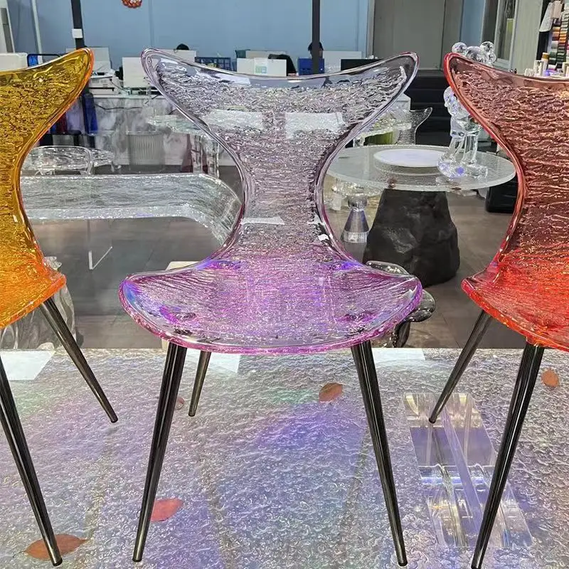 Nordic Transparent Dining Chair Living Room Chairs Minimalist Designers Acrylic Chair Backrest Crystal Makeup Fishtail Stool Lei