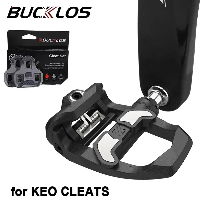 BUCKLOS Road Bike Lock Pedals for Keo Carbon Fiber Bicycle Pedals with Cleats Professional Road Cycling Self-locking Pedal Nylon
