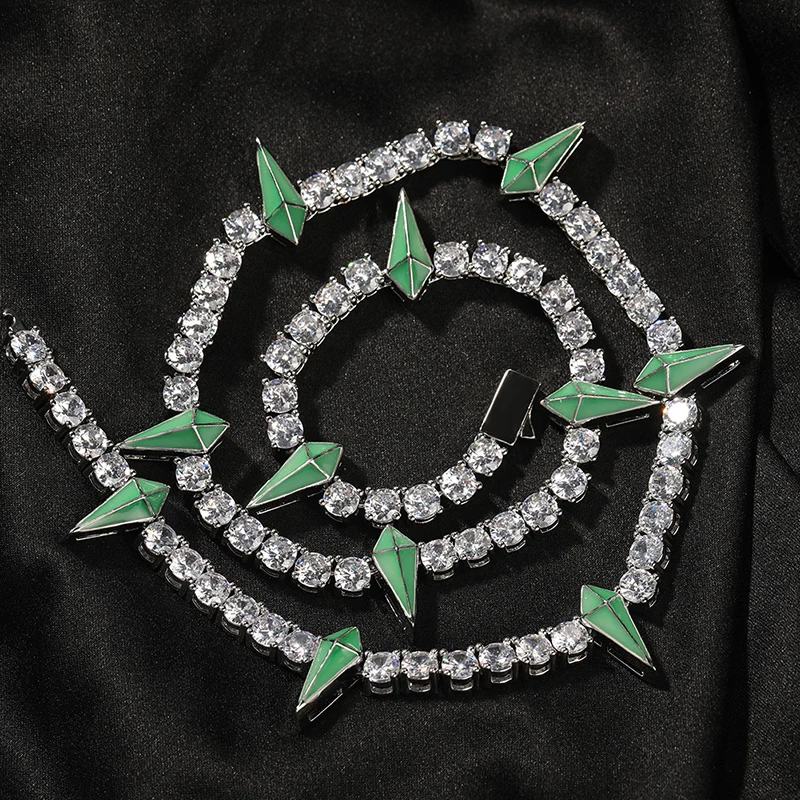 

Хип-хоп ожерелья-чокеры в стиле Бинг с эффектом «Iced Out», с элементами «Dripping Oil», крестами, шипами и заклепками, теннисные цепи, для мужчин и женщин, рэперские украшения, подарок