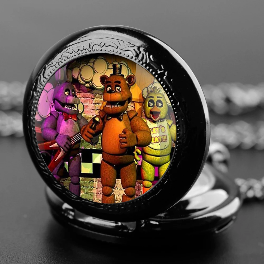 Thriller Adventure Game Reloj de bolsillo con cúpula de cristal con collar de cadena Relojes con colgante de cuarzo vintage Regalo para hombres y mujeres