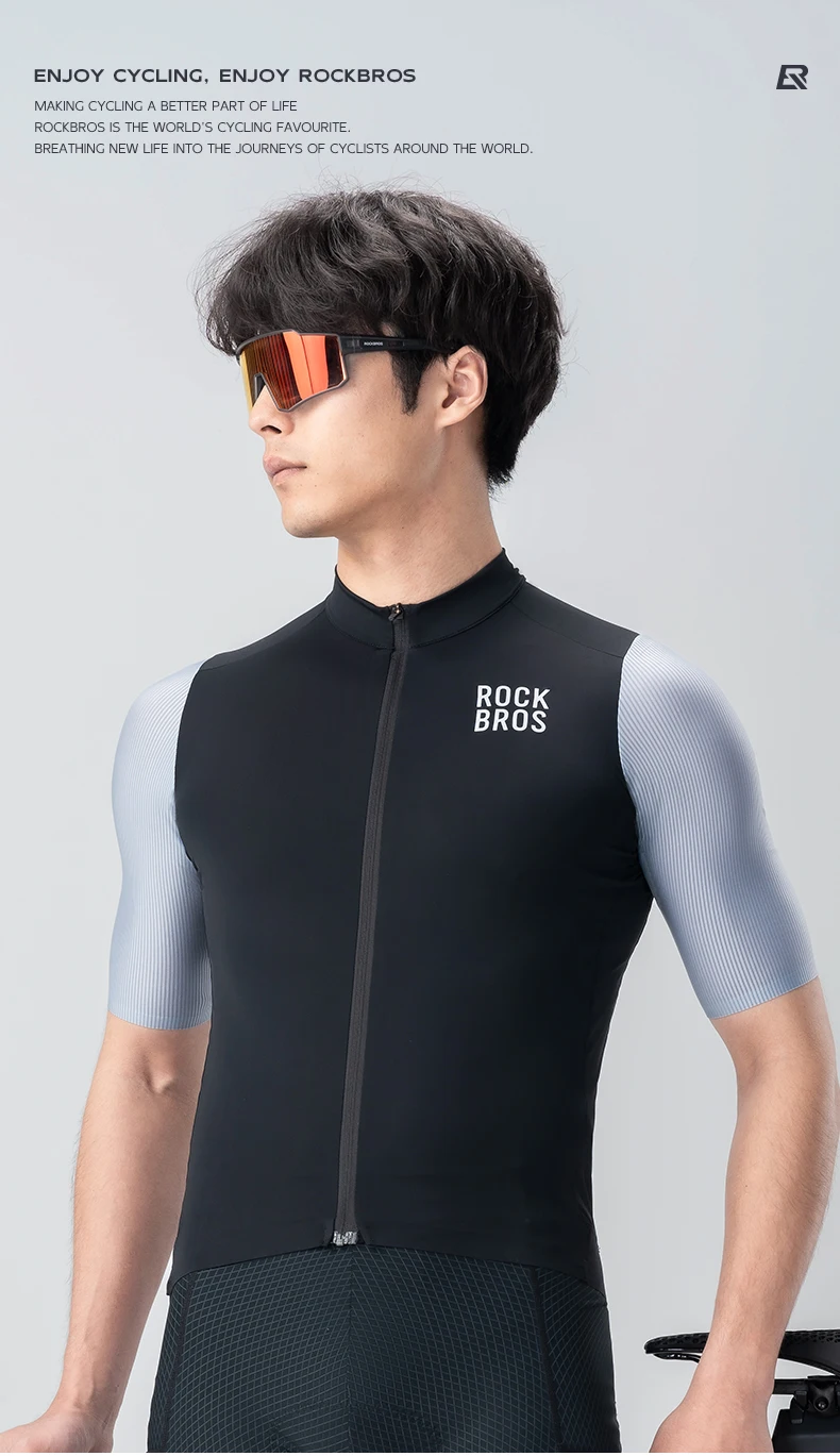 Rockbros Herren Radsport hemd Sommer MTB Rennrad Trikot 2024 Mode Farbe blockiert Mann Reiten Maillot 3D Cut Fahrrad Trikot – Detail 1
