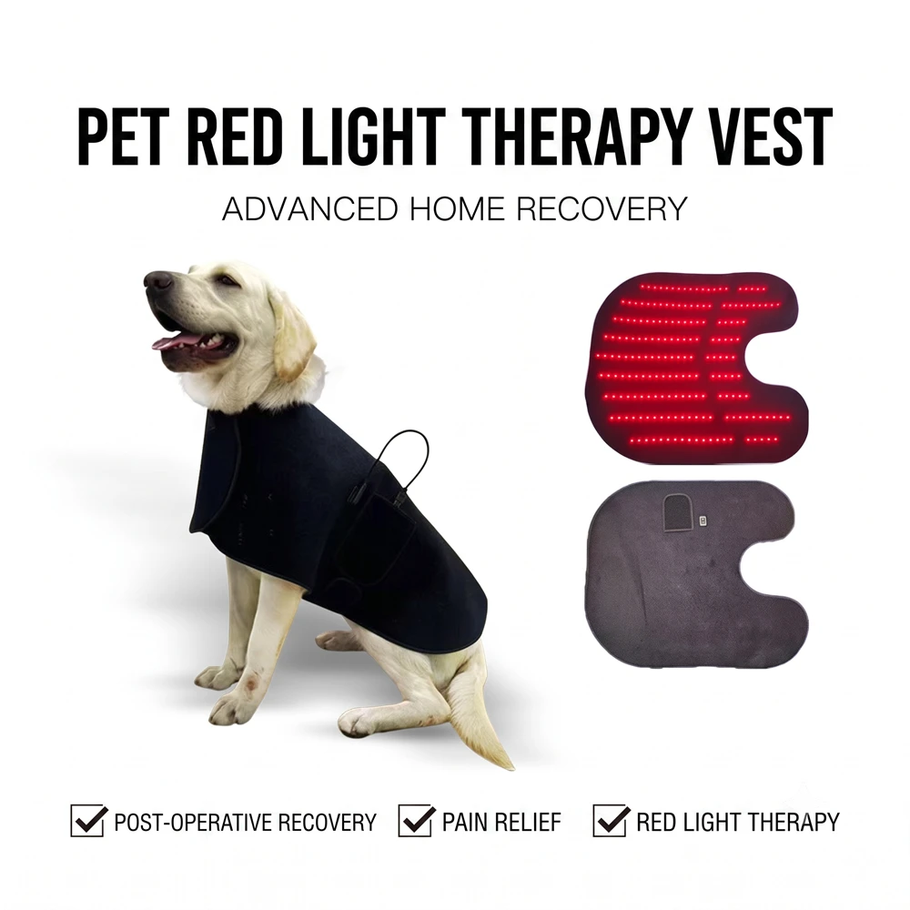 Pet Red Light Therapy Cape 210 LEDs 660nm 850nm Infrared Heating Pad for Large Dog Joint Pain Relief Post-Op Recovery 12V