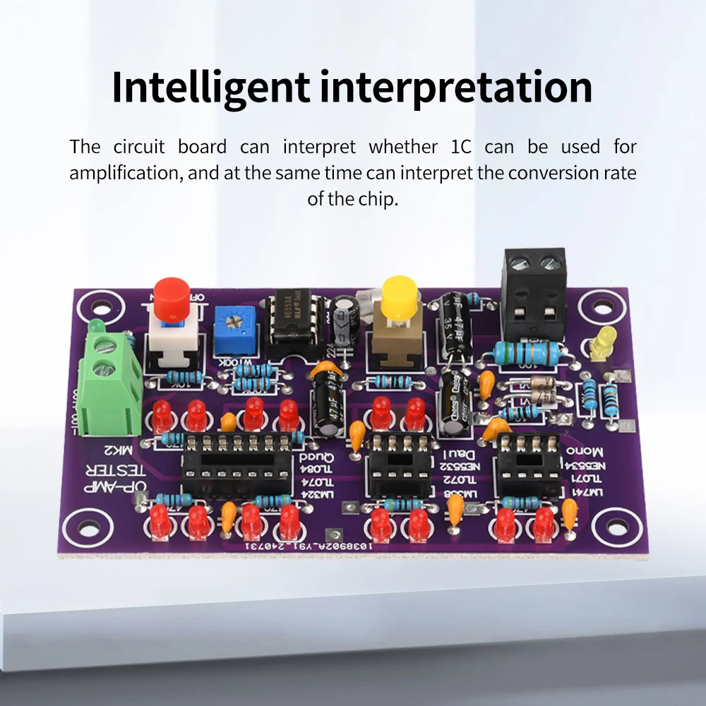 Tester amplificatore operazionale OPAMP DC 12V T2 con indicatore LED per modulo di test amplificatore operazionale singolo doppio quad