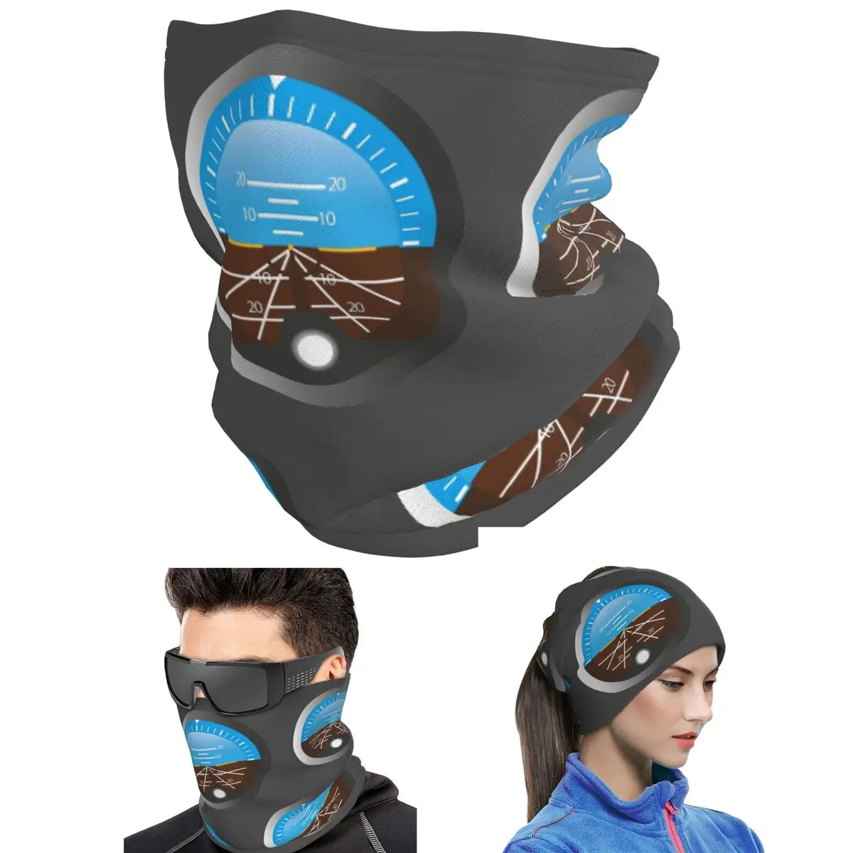 Airplane Pilot Attitude Gyro Cockpit Dial Bandana Neck Cover Mask Scarf Hiking Fishing Face Mask For Men Women Adult Breathable