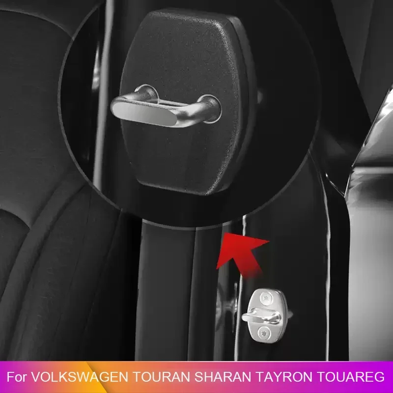 For VOLKSWAGEN TOURAN SHARAN TAYRON TOUAREG 4pcs Car Door Limiter Pad Auto Lock Shock Damper Door Check Arm Cover Accessories