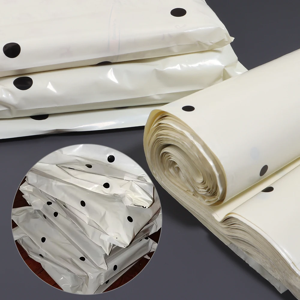 10pcs Beige Polka Dot Express Delivery Bags PE Waterproof Plastic Self Sealing Bag For Gift Daily Package Mailing Storage Bags
