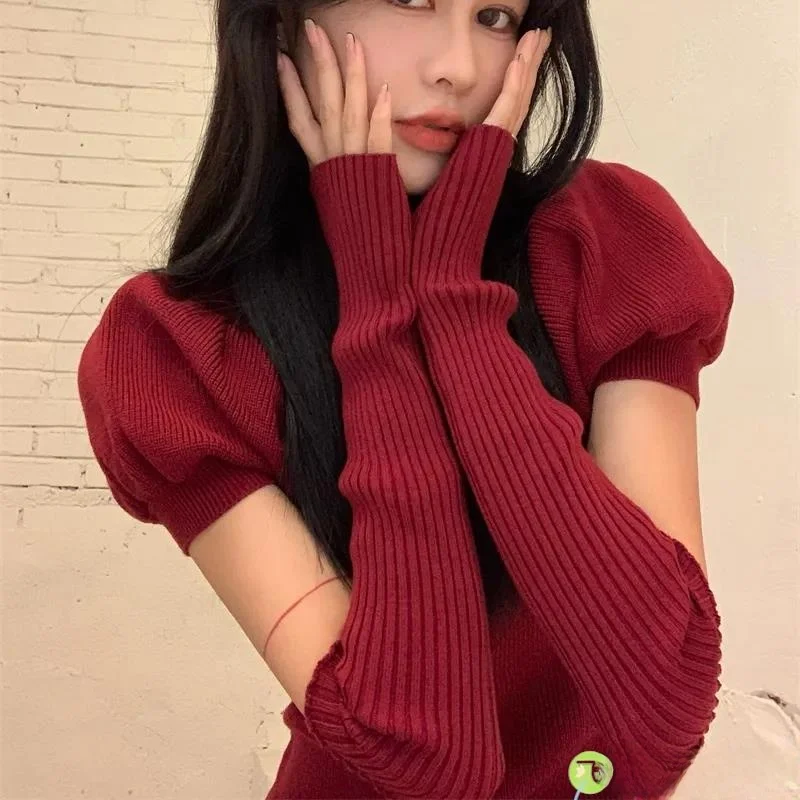 

Вязаные нарукавники Camere с длинными рукавами, женские теплые шерстяные накладки на рукава для осенне-зимних свитеров, аксессуары