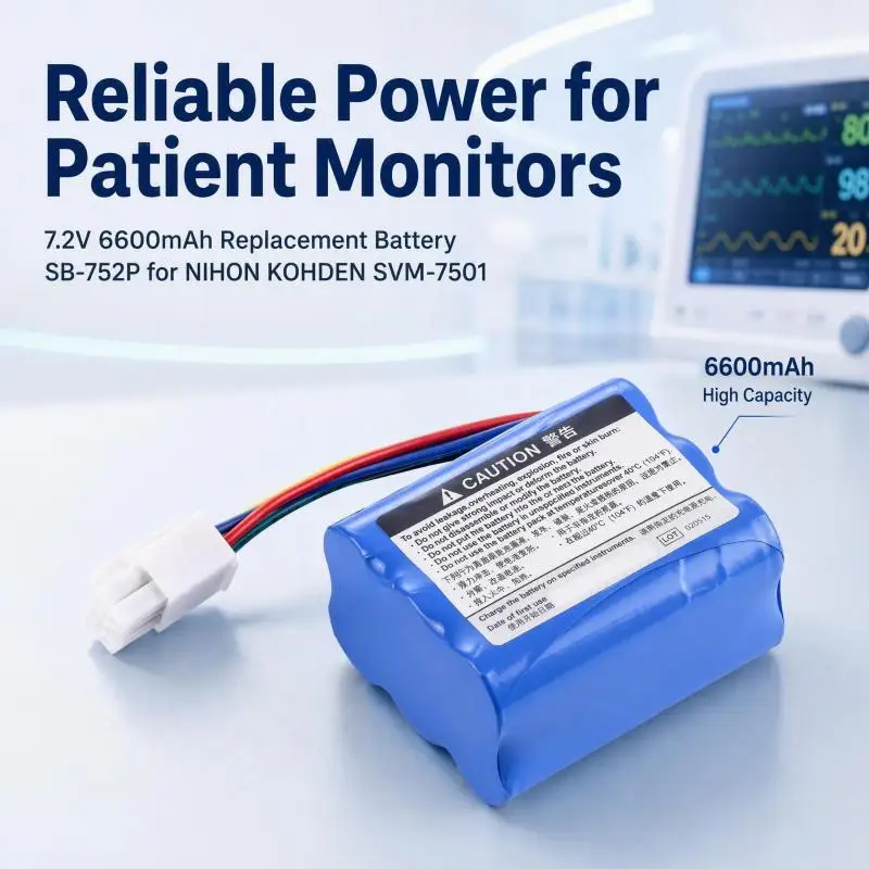 SB-752P 6600mAh Replacement Battery for NIHON KOHDEN SVM-7501 Patient Monitor  Rechargeable Medical Monitor Spare Battery Pack