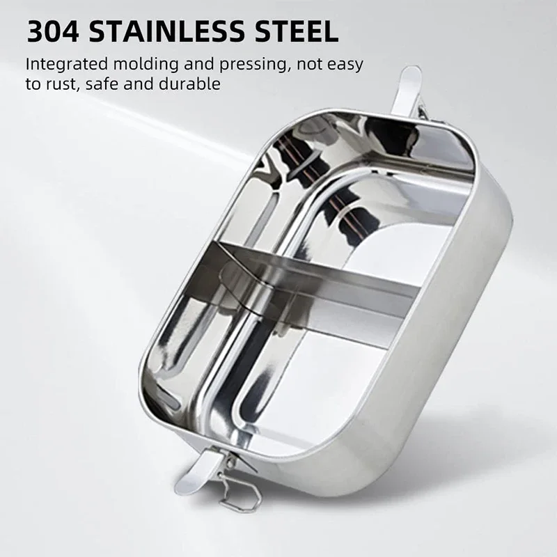 304 Stainless Steel Lunch Box 850ml Leak Proof Bento for Kids Adults 3 Compartment Portable Dishwasher Safe Food Container 2026