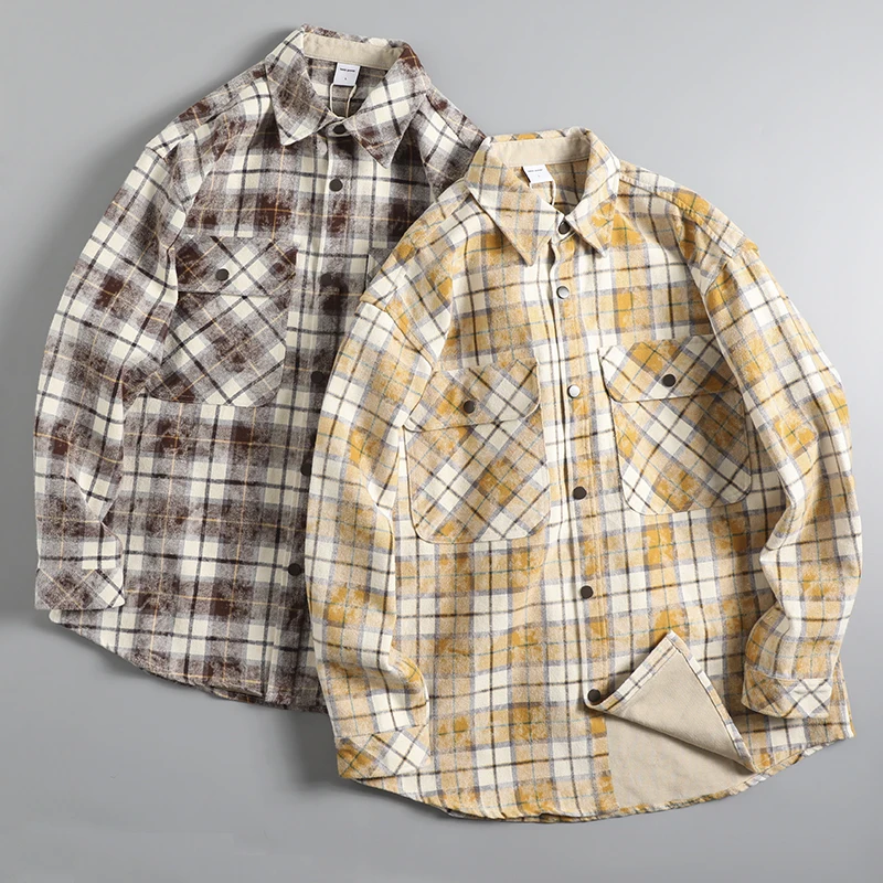 

Осенне-зимнее утепленное шерстяное пальто в клетку свободного кроя с длинными рукавами на пуговицах для мужчин и женщин