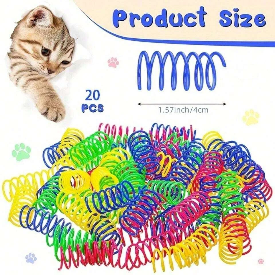 20pcs Cat Toys Spring Toys, Interactive Indoor Colorful Plastic Spring Coil For Cats Hunting