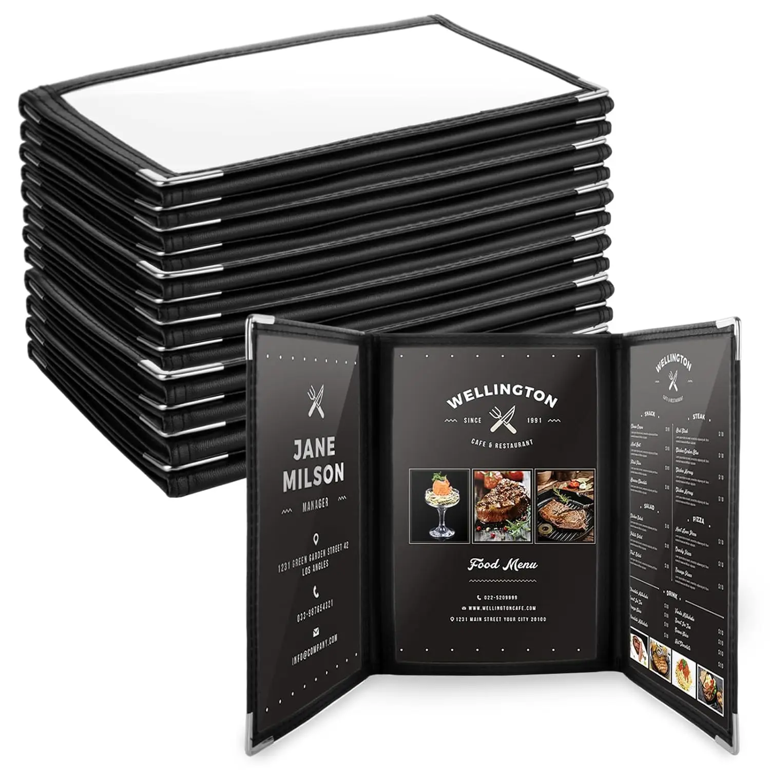 

12 прозрачных обложек для меню 5,5 x 8,5 дюймов, 3 страницы, 6 видов, для ресторанов, баров, кафе