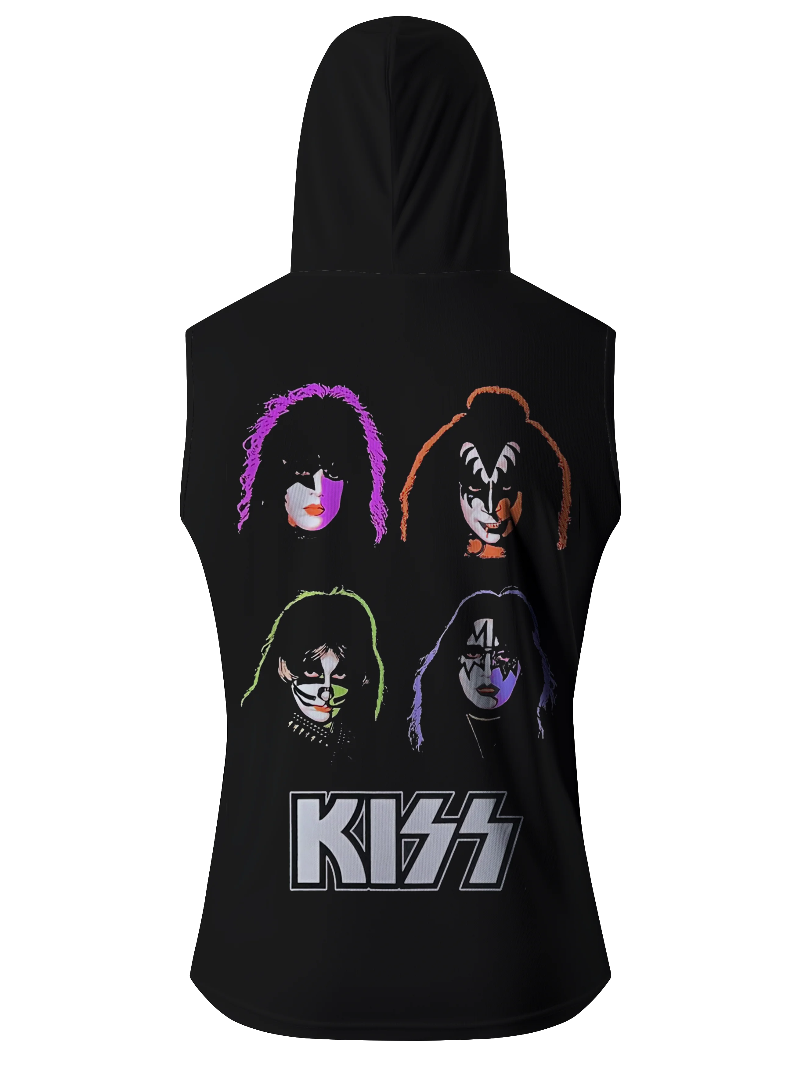 2025 summer new 3D printed sports hooded vest KISS rock band hip hop fashion outdoor fitness breathable loose men's tank tops