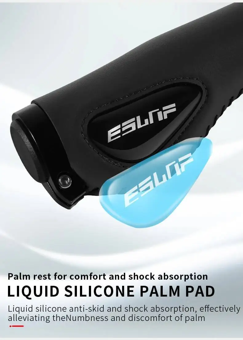 ESLNF Leder-Fahrradlenkergriffe mit Stoßdämpfung, ergonomisch, rutschfest, weiches Silikon, für Mountainbikes und MTBs – Detail 9