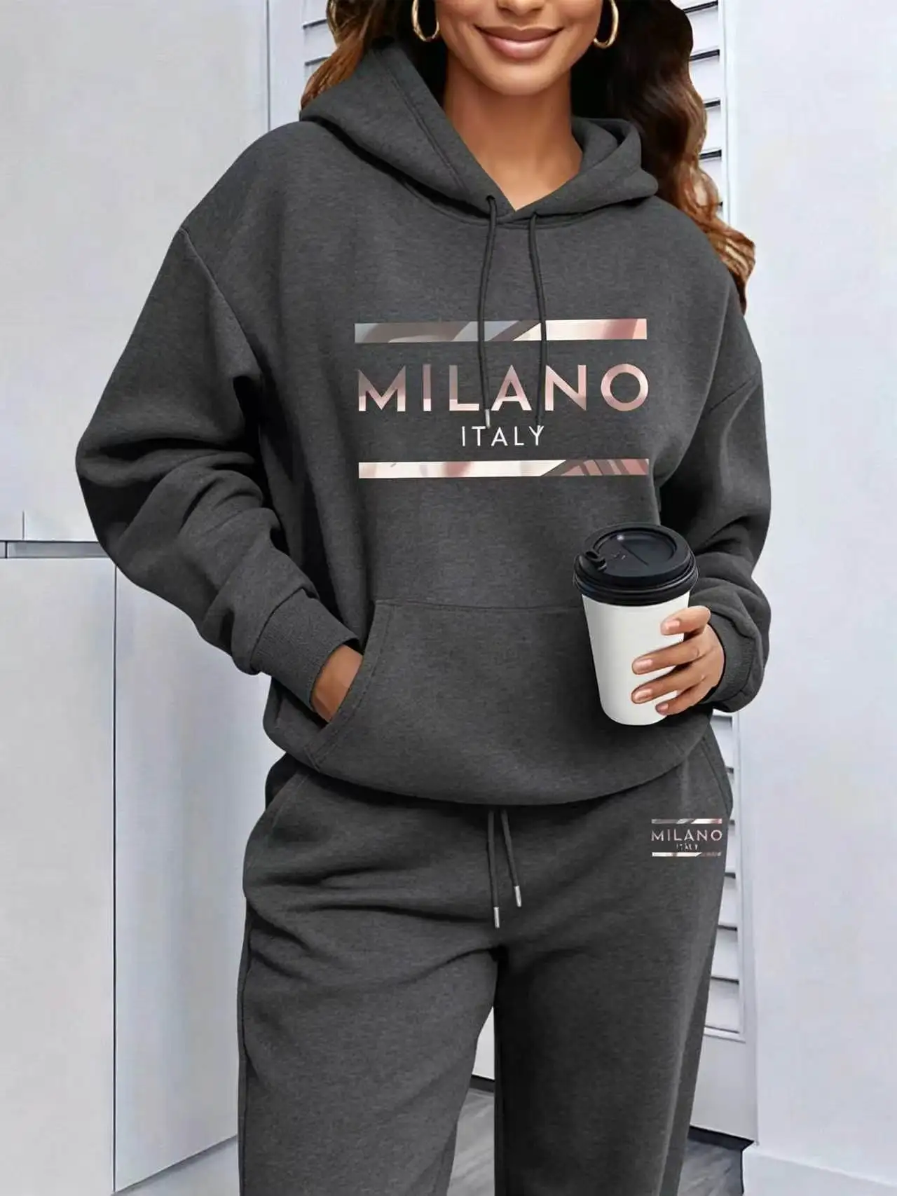 2026 Womens Print Hooded Sweatshirts Suit High Quality Hot Sales Outfits Clothing Fashion Casual Jogging Pants Sets hoodie view 2