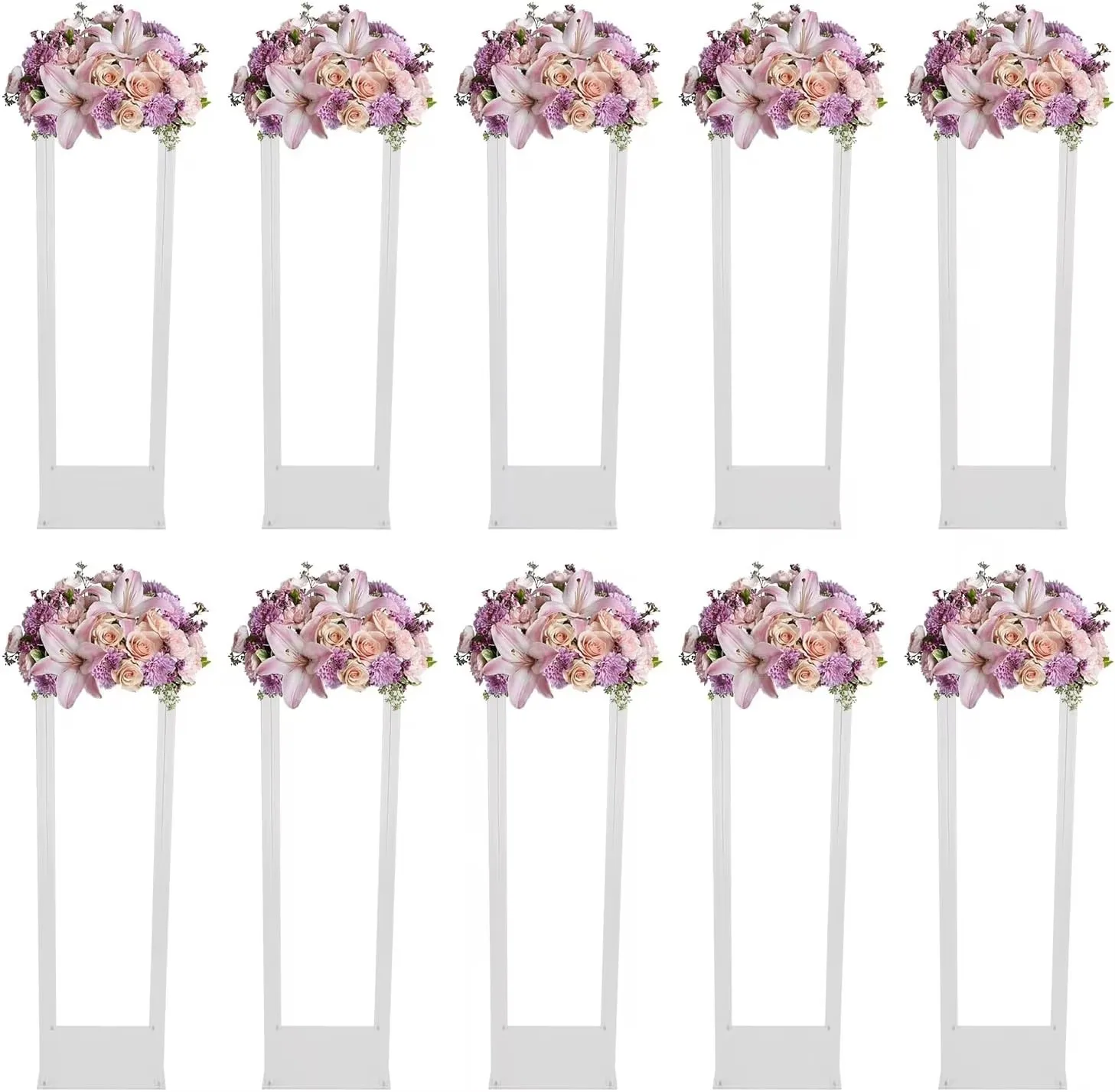 10 Stück 80cm Acryl-Blumenständer für Hochzeiten, rechteckige Bodenvase, Blumenstraußvase, Säulen, dekorative Blumenvase für Tischdekoration – Detail 2