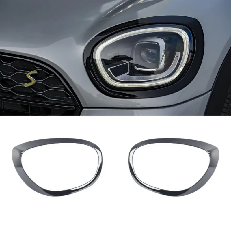 For Mini F60 Countryman Head Light covers Piano Black Gloss and Silver Gloss de-chrome