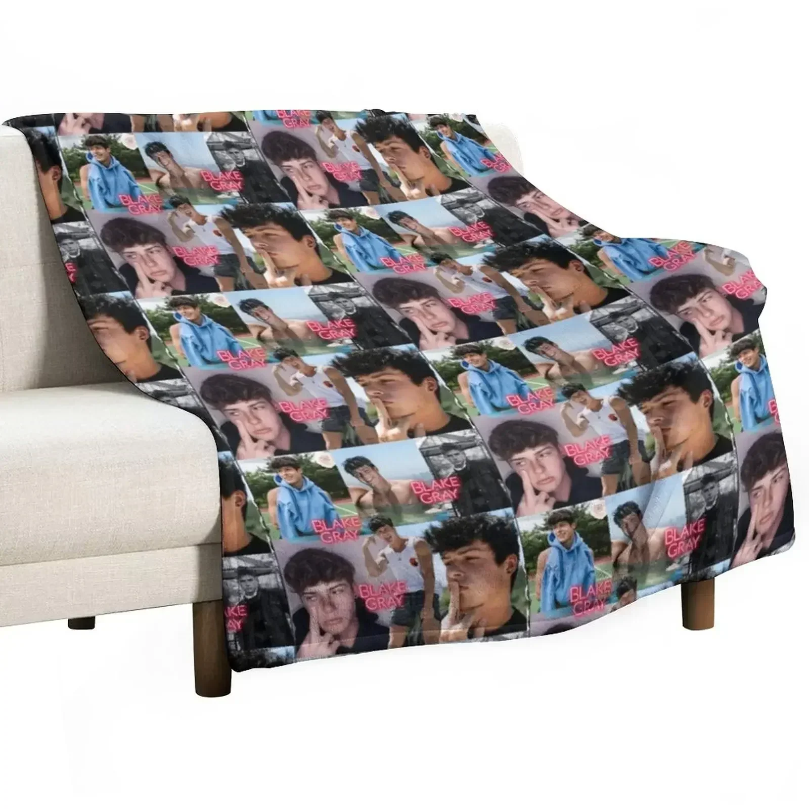 

Blake Gray Collage Throw Blanket sofa bed Cute Plaid Stuffeds Blankets