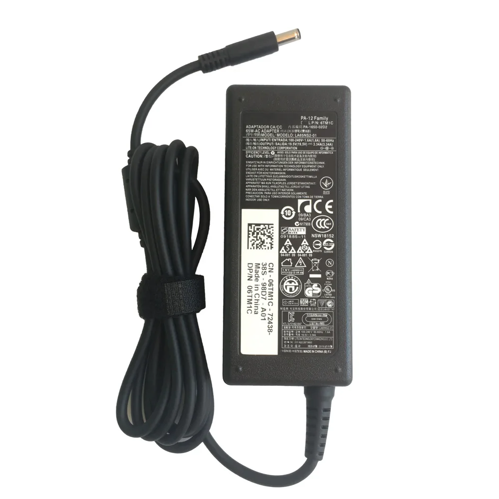 65W 19.5V 3.34A Adaptador AC Carregador de Bateria para Dell Latitude 3330 3340 3440 3450 3540 Laptop Notebook Computador Cabo de Alimentação