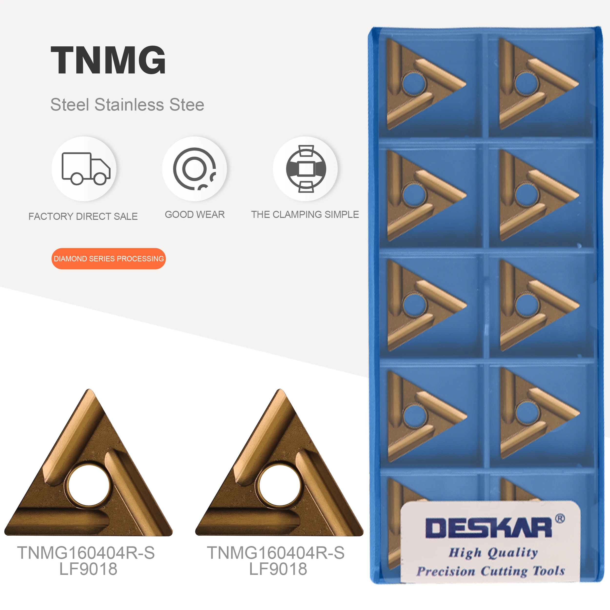 Deskar Original Cnc Torno Ferramenta de Alta Qualidade Carboneto Ferramenta Tnmg160404r-s Tnmg160404l-s Tnmg160408r-s Tnmg160408l-s Lf9018