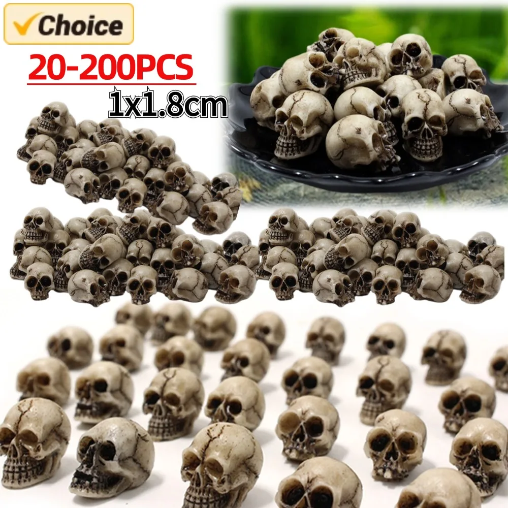 20-200Pcs Miniatures Skull Sculpture Halloween Skeleton Statues Ornament Festival Theme Landscape Garden Potted Plant Decoration